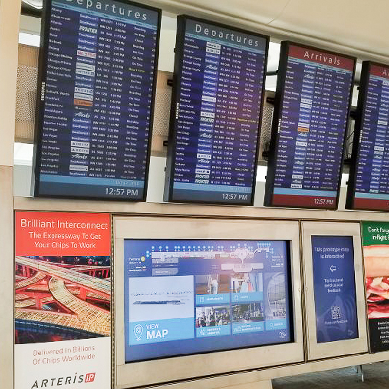 airport digital signage, 3d wayfinding, wayfinding kiosk, traveler 