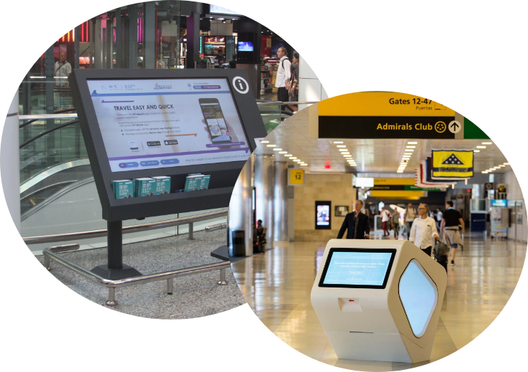 airport digital signage, touchscreen